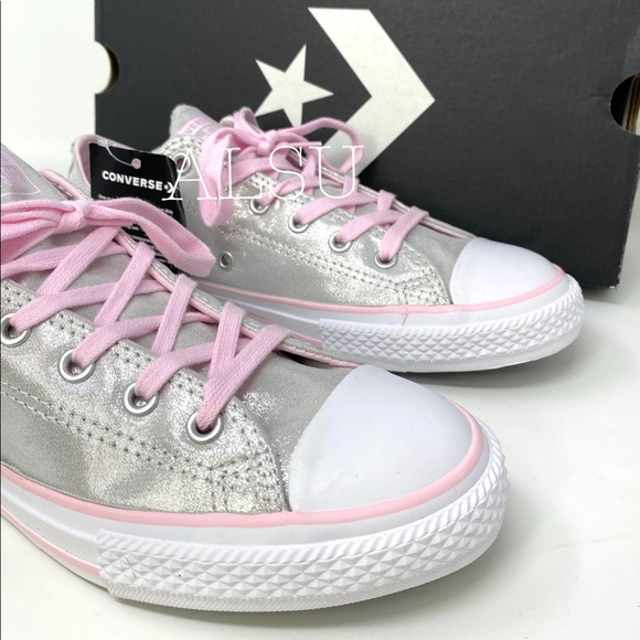 Converse Ctas Canvas Low Top Mouse Silver Pink K/W - Picture 2 of 9